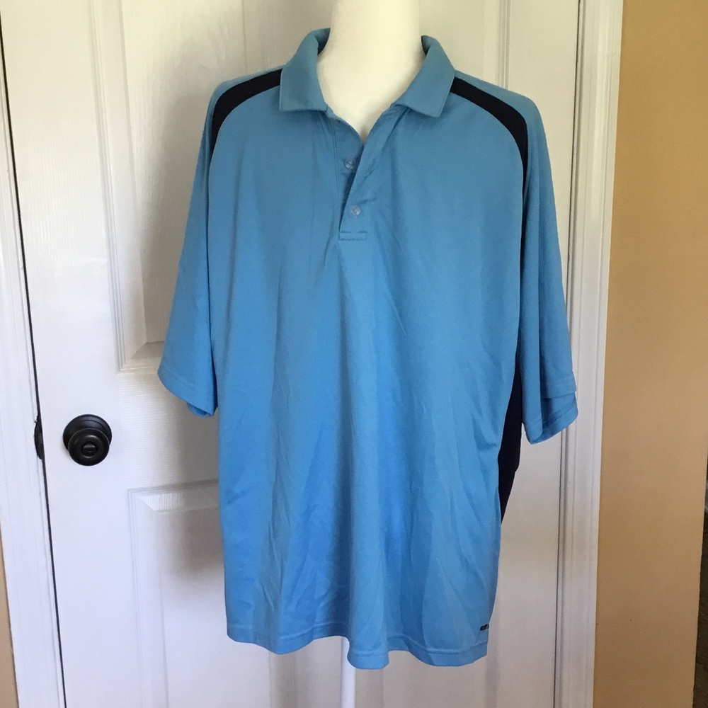 Champion Light Blue Polo with Navy Contrast Panels Size XL